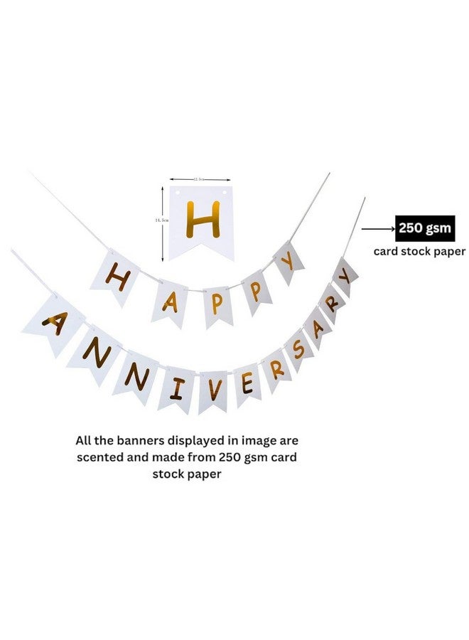 هونج كونج بالونز لافتة عيد ميلاد سعيد من هونج كونج بالونز للأولاد والبنات والحبيب والحبيبة (لافتة ذكرى سنوية سعيدة - بيضاء) - Image 5