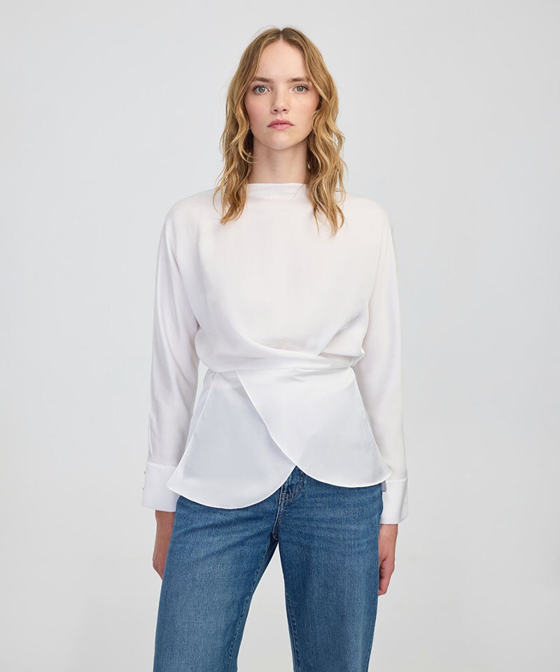 Ipekyol Satin-Effect Wrap Blouse - Image 1
