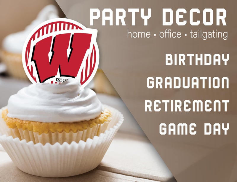 PartyKandy Wisconsin Cupcake Topper Party Supplies for UW Football  Birthday  Graduation Party Decorations (24 Pieces) (Wisconsin Badgers) - Image 5