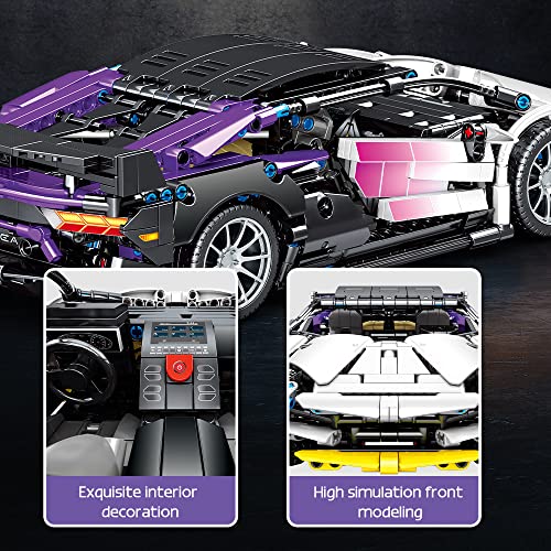 Mesiondy Sports Car Building Blocks Toys Boys or Adults Kits，1:14 MOC Building Set Raceing Car Model,Cars for Boys Age 12-16 8-14，1337 Pieces - Image 3