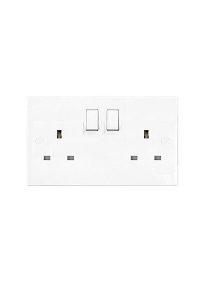 PRO White 2 Gang Plug Socket, 2 Poles, 13A, BS 1363, Indoor Use - Image 2