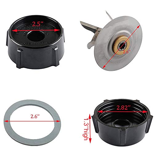 SyVia Blender Blade for Oster Osterizer with Rubber Seal Gasket & 4902 Blender Jar Bottom & 6 Point Fusion Blade 4980 replacement parts by SixElements - Image 2