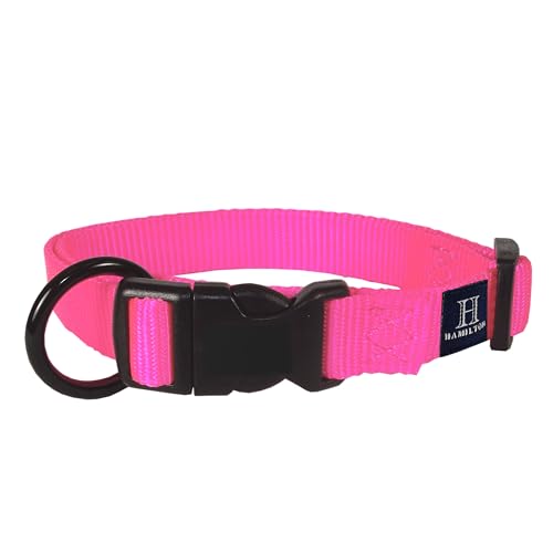 Hamilton Adjustable Nylon Dog Collar for Small Medium Large Dogs, Hot Pink, 1" Wide x 18-26" Neck - Image 1