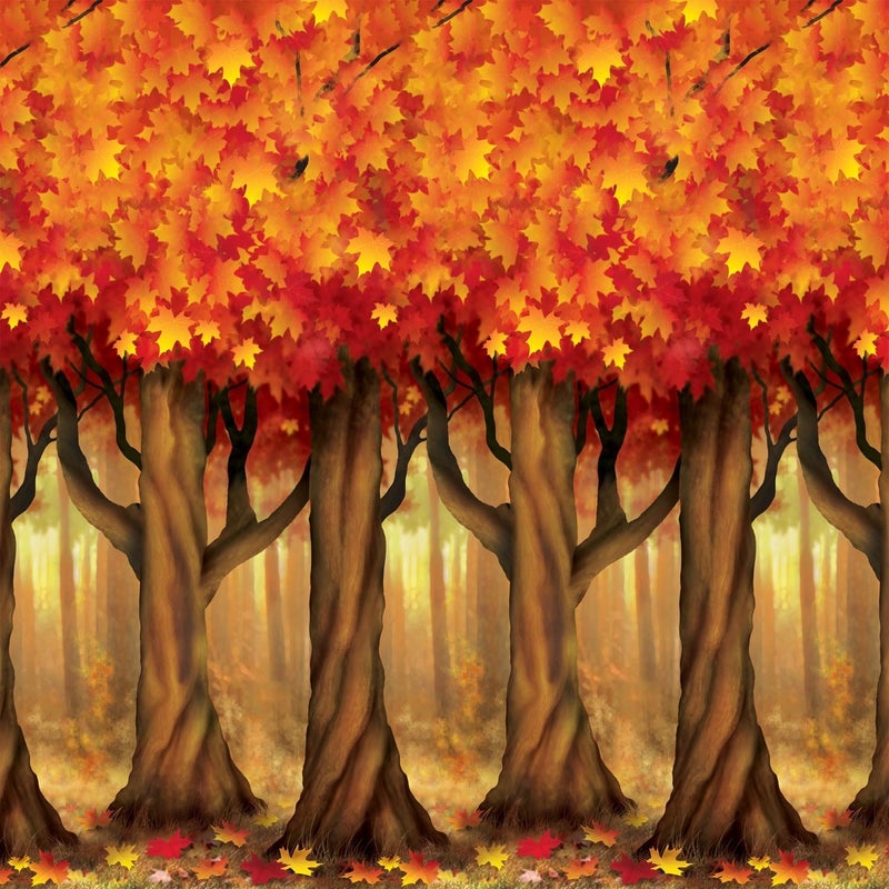 Beistle Fall Trees Wall Backdrop 4 x 30 Fall Harvest Decorations Autumn Season Photo Backdrop Party Backdrop Easy to Adhere Wall Covering Photography Backdrop Thanksgiving Decorations