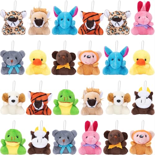 Partylamb 24PCS Mini Animal Plush Toy for Kids Easter Basket Stuffers for Girls Boys Bulk Small Stuffed Animals Keychains Cute Birthday Party Favors Easter Gift Egg Fillers School Classroom Prize - Image 1