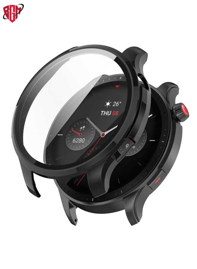 BGM For Amazfit GTR 4 / Amazfit GTR 4 Pro PC + Tempered Glass Integrated Protective Watch Case(Black)  - Image 1