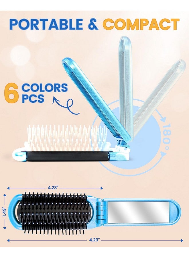 MoHern Folding Hair Brush For Men 6 Pcs Travel Hairbrush For Women Mini Hair Brush For Purse Pocket Hair Brush With Mirror For Girls - Image 3