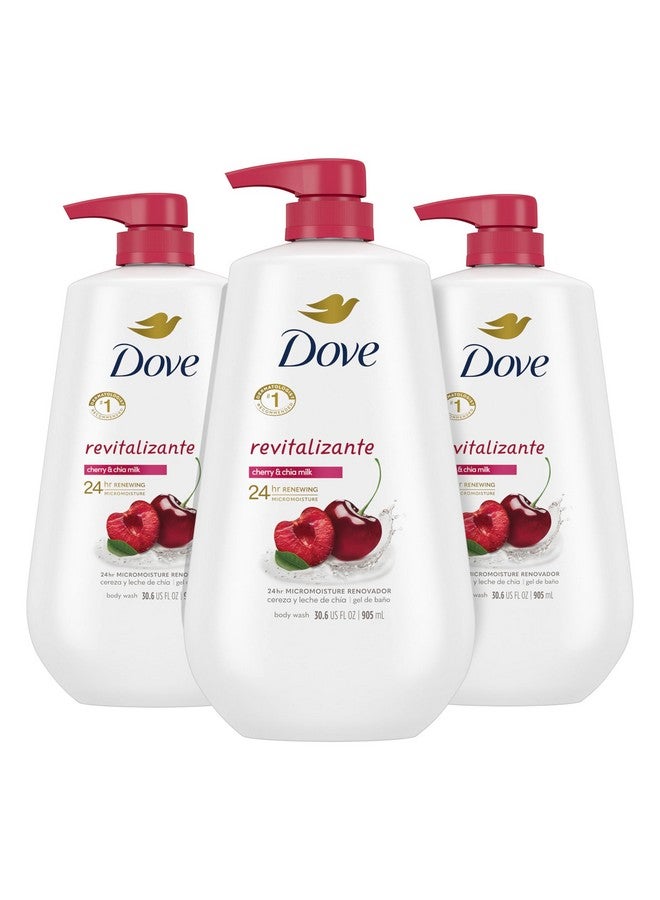 دوف غسول الجسم دوف مع مضخة، حليب الكرز والشيا المُنعش، 3 عبوات، لبشرة صحية ومتجددة، منظف لطيف ومرطب للبشرة مع ترطيب دقيق مُجدد لمدة 24 ساعة، 30.6 أونصة - Image 1