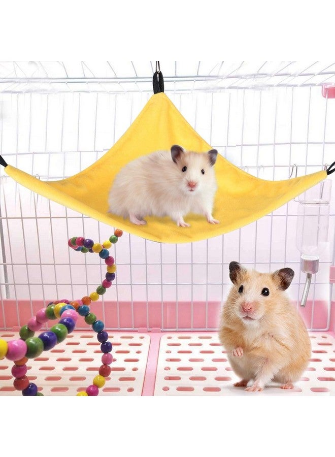 Acouto Small Pet Hammock Hanging Bed for Squirrel Hamster Sugar Glider Guinea Pig Guinea Pig Hammock Hamster Small Animal Corner or for Cage Rat Outdoor Squirrel Pssop Hammo (Yellow) - Image 5