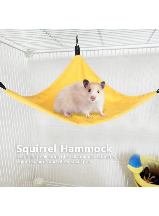 Acouto Small Pet Hammock Hanging Bed for Squirrel Hamster Sugar Glider Guinea Pig Guinea Pig Hammock Hamster Small Animal Corner or for Cage Rat Outdoor Squirrel Pssop Hammo (Yellow) - Image 2