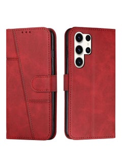 Zaboon For Samsung Galaxy S25 Ultra 5G Stitching Calf Texture Buckle Leather Phone Case(Red) 