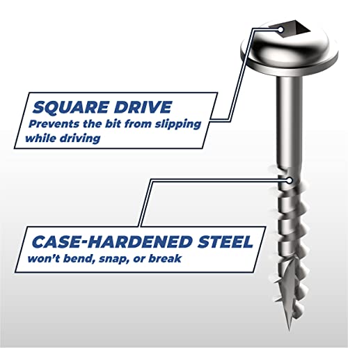 Kreg SML-C250-125 Zinc Pocket Screws, 2 1/2 Inch, #8 Coarse Thread, Maxi-Loc Head (125 Count) - Image 5