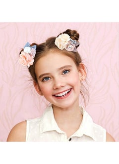 Cinaci 8 Pack Decorative Pearl Flower Hair Ties Rubber Bands Floral Ponytail Holders Hair Scrunchies Ropes Elastics Accessories For Toddlers Kids Teens Girls  - Image 2