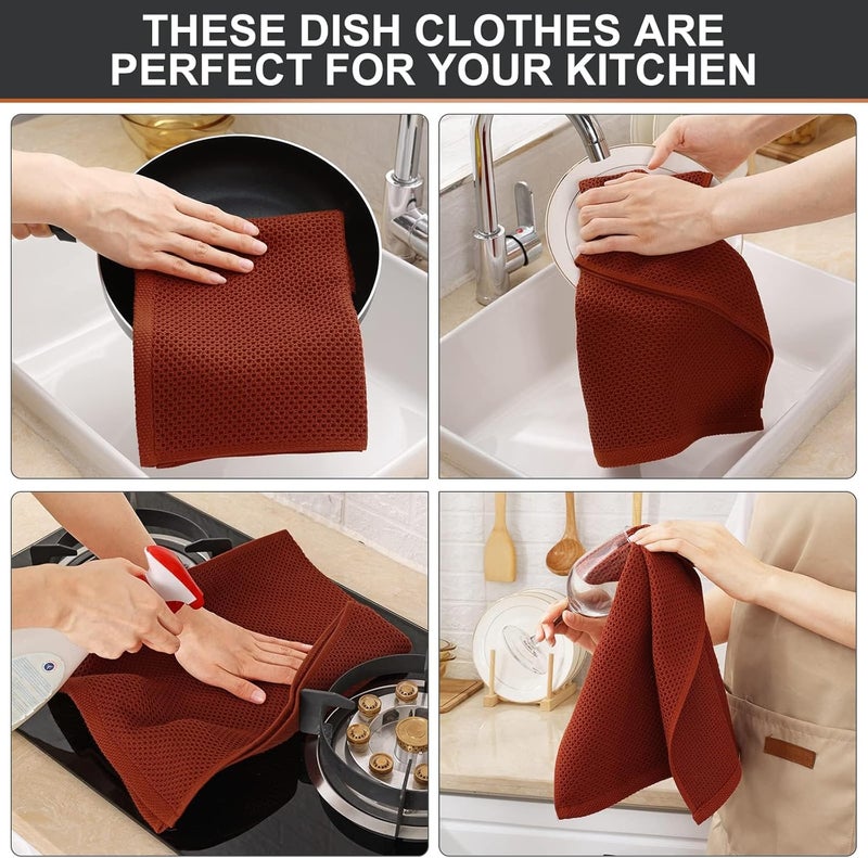 Kitinjoy 100 Cotton Waffle Weave Kitchen Towels 6Pack Super Soft and Absorbent Dish Towels for Drying Dishes Kitchen Hand Towels 13 in x 28 in Rust - Image 4