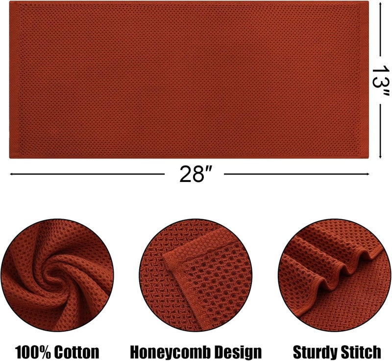 Kitinjoy 100 Cotton Waffle Weave Kitchen Towels 6Pack Super Soft and Absorbent Dish Towels for Drying Dishes Kitchen Hand Towels 13 in x 28 in Rust - Image 2