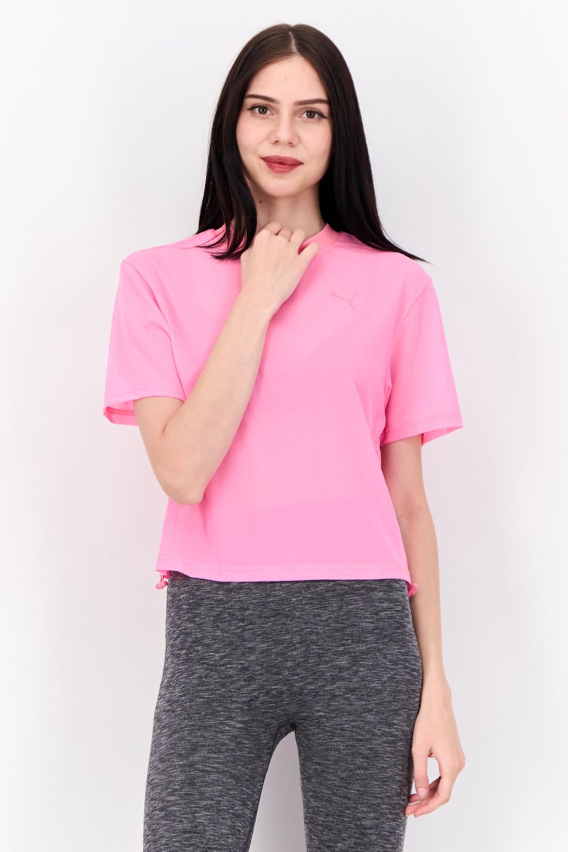 PUMA Women Relaxed Fit Short Sleeve Training Top, Pink - Image 1