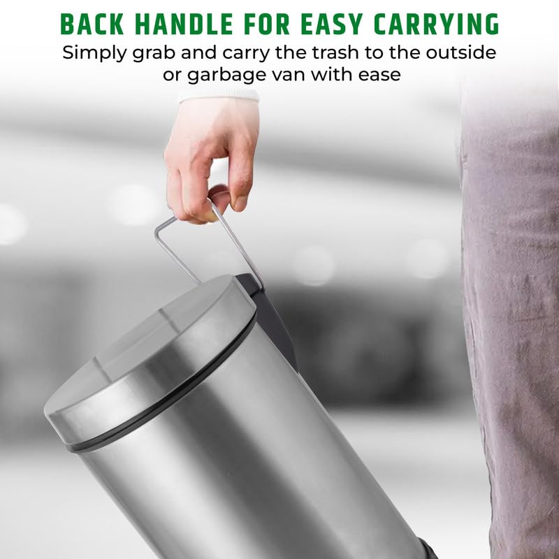 Robustt Dustbin with Pedal - 5L | Silver Stainless Steel trash can | 7 Inch (W) x 10 Inch (H) | Small Trash Can for Bathroom, Bedroom, Toilet, and Kitchen – Durable & Corrosion-Resistant - Pack of 2 - Image 4