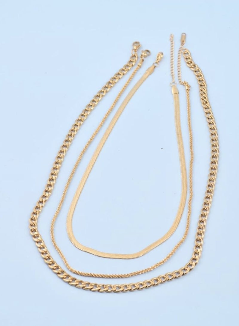 YUCCA Set of 3 Long Lasting Stainless Steel Chain and Dagger Chain Everyday Use Layers Wear Both or Each Piece Alone - Image 2