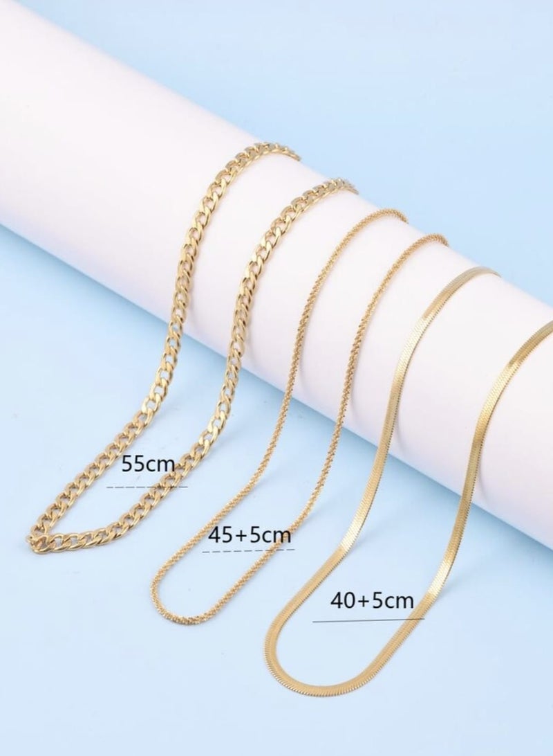 YUCCA Set of 3 Long Lasting Stainless Steel Chain and Dagger Chain Everyday Use Layers Wear Both or Each Piece Alone - Image 3