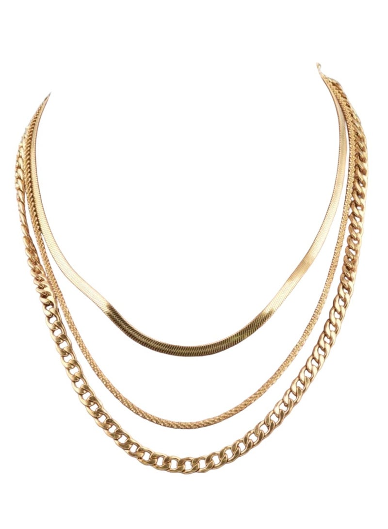 YUCCA Set of 3 Long Lasting Stainless Steel Chain and Dagger Chain Everyday Use Layers Wear Both or Each Piece Alone - Image 5