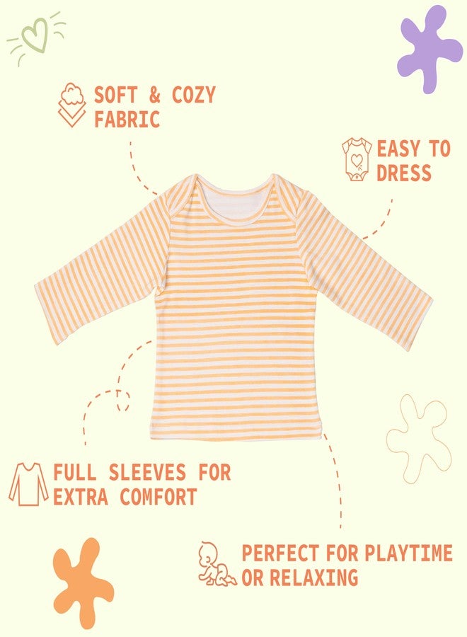 FawnFeel New Born Babies Tshirt Combo of 2 Tshirts (in, Age, 0 Months, 3 Months, Regular, Peach & Grey Strip) - Image 5