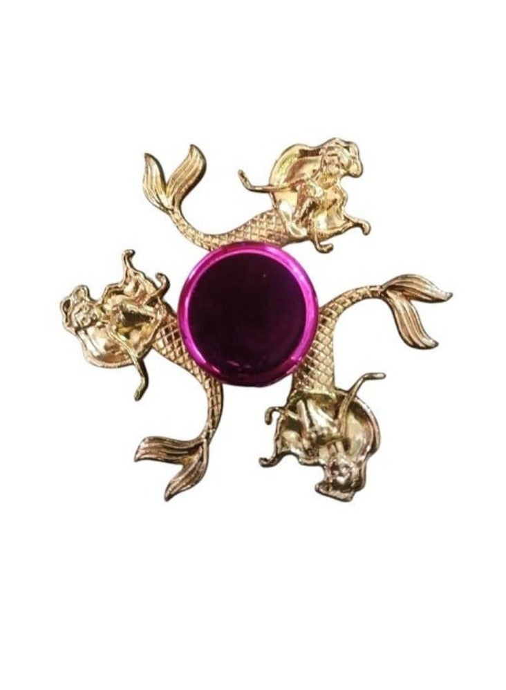 Luxury Gold Zinc Alloy Mermaid Design Fidget Spinner with Pink Center - Durable and Handheld Fidget Spinner for Comfort and Focus - Image 1