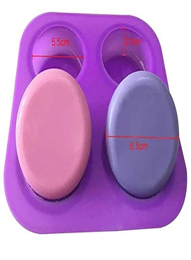 BAKING SET Round Shape Silicone Moulds for Soaps and Chocolate Jelly Desserts 4 Cavity Plain Mould | - Image 2
