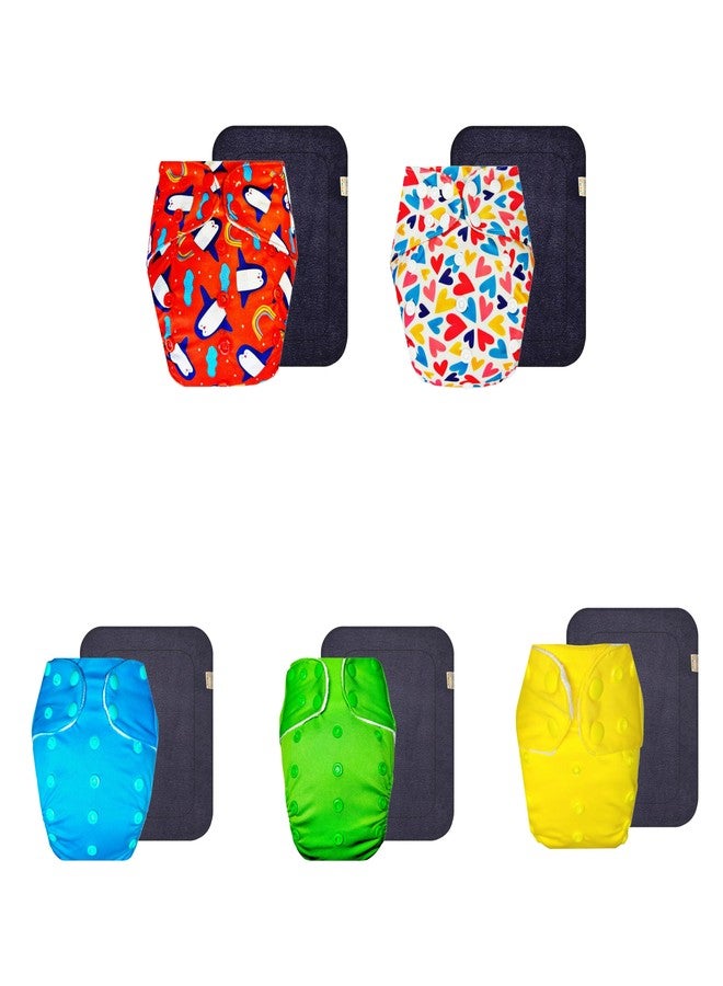 Dumbledo Premium Cloth Diaper with Gray Insert (Pack of 5) | Soft & Gentle | 6-Layer Absorbent Pad | Quick Dry | Trusted by Moms | 3 Months - 3 Years | Unisex Baby - Image 1