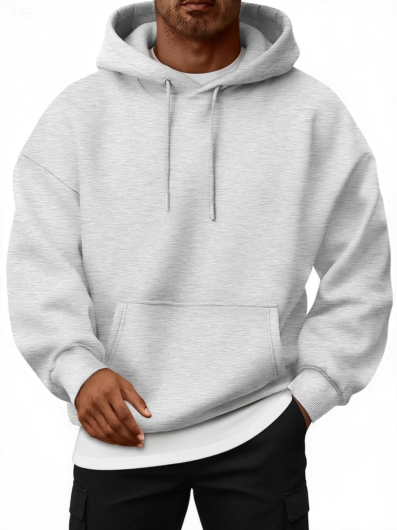 EFAN Mens Oversized Hoodies Fall Sweatshirt Winter Fleece Hooded Collar Drawstring Pullover With Pockets Grey 2XL - Image 1