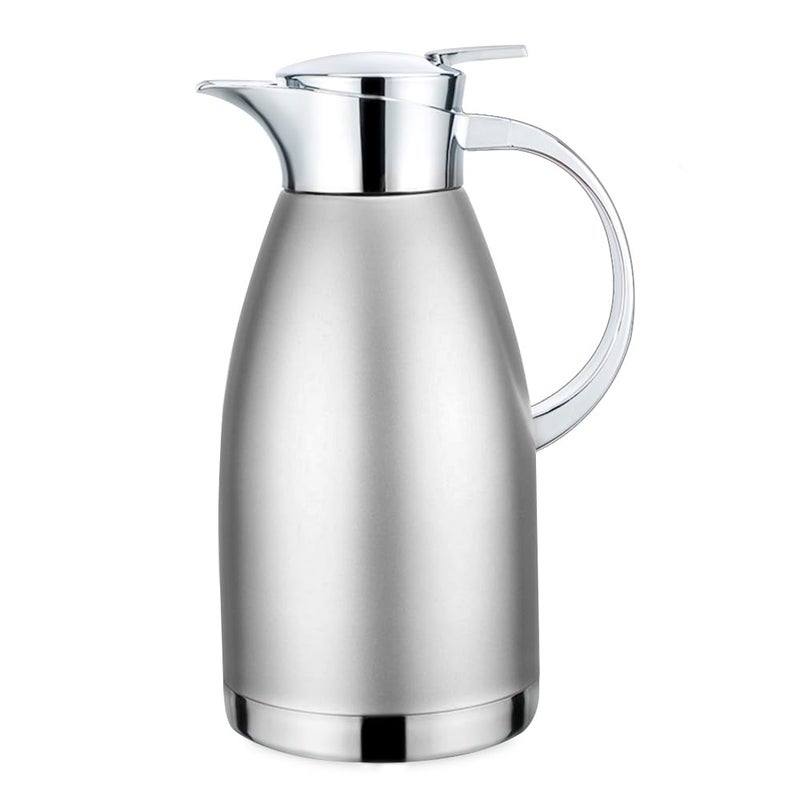 GearRoot 61oz Coffee Carafe Airpot Insulated Coffee Thermos Urn Stainless Steel Vacuum Thermal Pot Flask for Coffee Hot Water Tea Hot Beverage  Keep 12 Hours Hot 24 Hours Cold Silver 