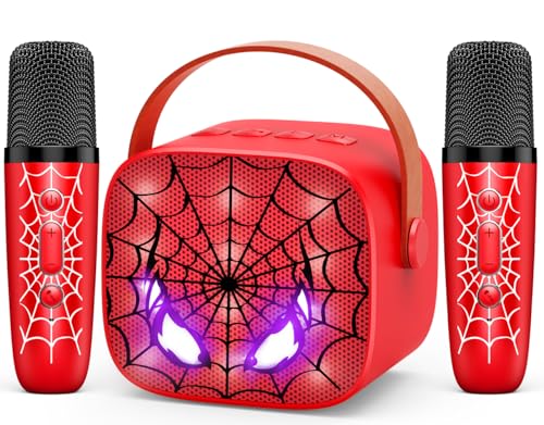 Webspidee Mini Karaoke Machine Toys Gifts Kids Toys Easter Birthday Gifts for 4 5 6 7 8 9 Years Old Girl Boy Basket Stuffers LED Portable Bluetooth Speaker with 2 Wireless Microphone Girl Gift Age 312 - Image 1