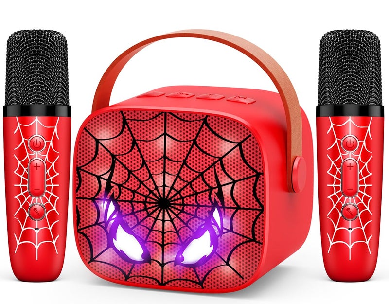Webspidee Mini Karaoke Machine Toys Gifts Kids Toys Easter Birthday Gifts for 4 5 6 7 8 9 Years Old Girl Boy Basket Stuffers LED Portable Bluetooth Speaker with 2 Wireless Microphone Girl Gift Age 312 - Image 2
