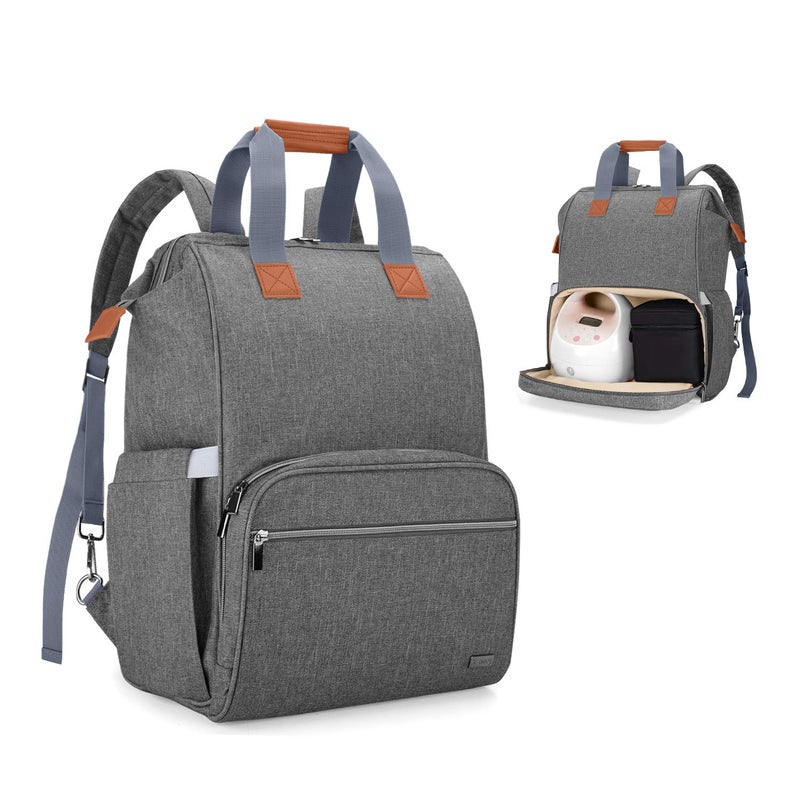 Teamoy Teamoy Breast Pump Bag Compatible with Spectra S1S2 Medela and Cooler Bag Convertible Breast Pump Tote and Backpack with Laptop Sleeve for Working Moms Gray 