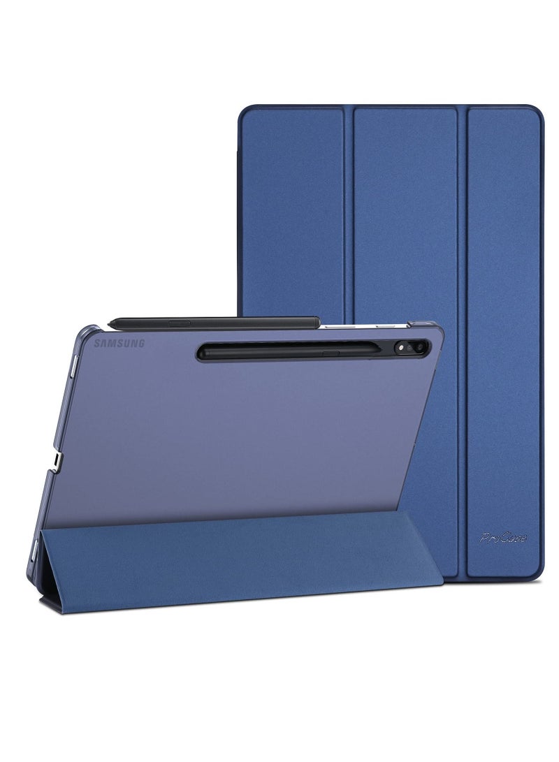 Procases Galaxy Tab S8 Tab S7 11 inch Case Protective Slim Case Folio Hard Back Stand Smart Cover Navy - Image 1