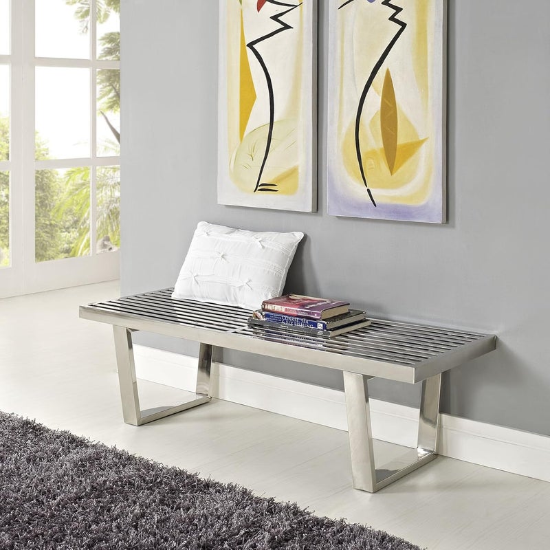 Modway Sauna Stainless Steel 4 Bench in Silver - Image 5