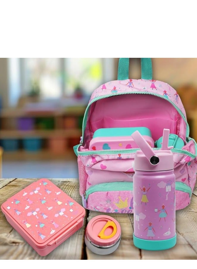 بامبو بارك صندوق غداء للأطفال على شكل قلعة راقصة الباليه الصغيرة - حقيبة غداء معزولة للأطفال، تصميم قلعة خيالية لطيف، متين، خفيف الوزن، سهل التنظيف، مثالي للمدرسة، ودور الحضانة، والسفر، والنزهات - Image 2