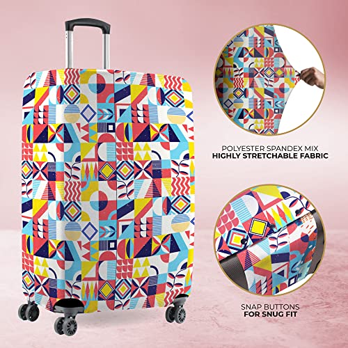 Nasher Miles Polyester 75 cm (28 Inch) Large Protective Luggage Cover - Block Design - Image 5