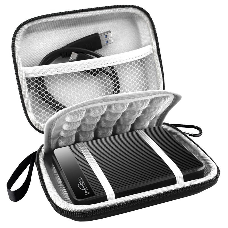 Lacdo Hard Drive Carrying Case for UnionSine Ultra Slim Portable External Hard Drive 1TB 2TB 4TB 500GB 320GB 250GB USB 3.0 2.5 Inch HDD EVA Shockproof Travel Bag, Black