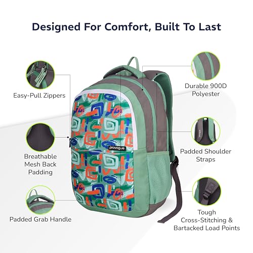 Provogue Vortex EasyGo Laptop Backpack 33L - School Bag for Girls & Boys with 3 large compartments | With Organiser, Bottle Holder & Laptop Compartment, Green - Image 4
