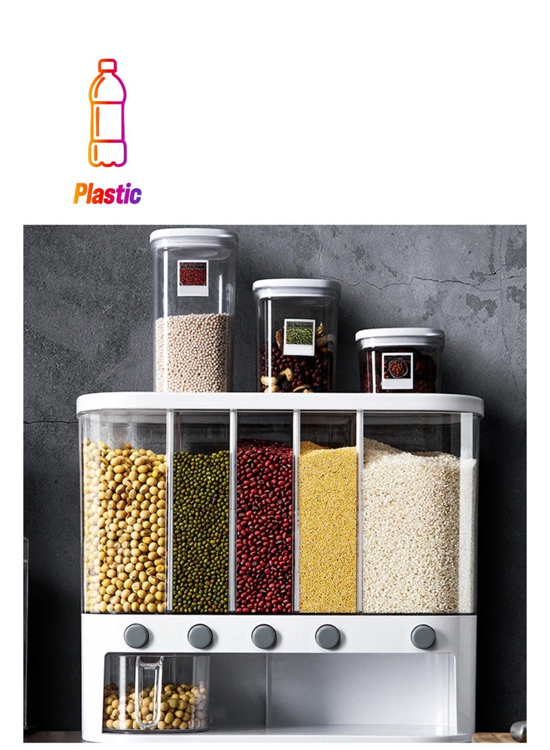 DubaiGallery Wall-Mounted Grains Food Dispenser, Home Kitchen Storage Tank Grains Rice Bucket Storage Box, Mothproof and waterproof,Simple And Convenient To Use No Waste - Image 1