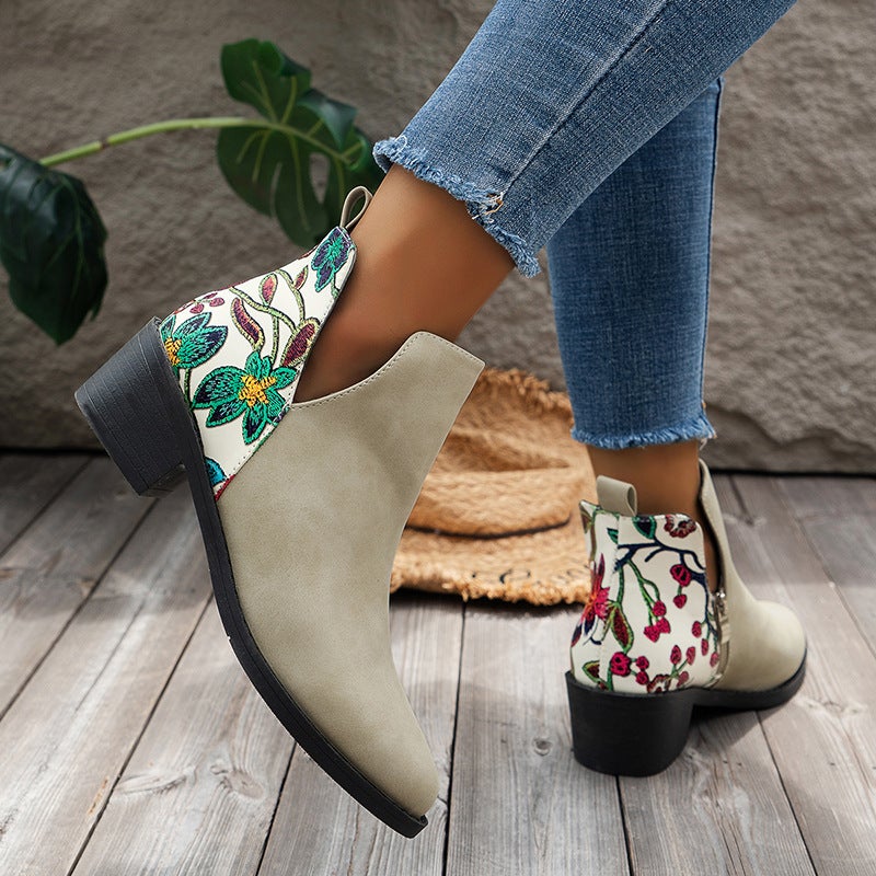 2023 Plus Size New Suede Pointed Toe Chunky Heel Slip-On Western Ankle Boots Side Zipper Personality Trendy Chelsea Boots - Image 2