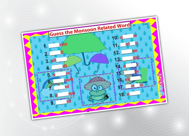 PartyStuff Paper Games - Guess Monsoon Words (24 Piece) - Image 1