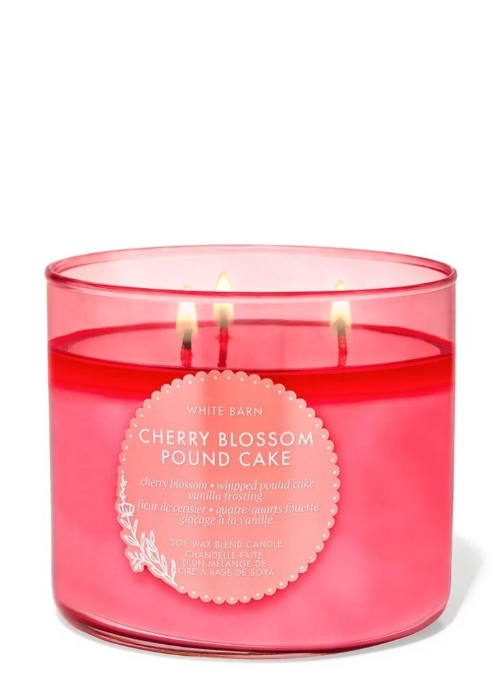 Cherry Blossom Pound Cake 3-Wick Candle 411g