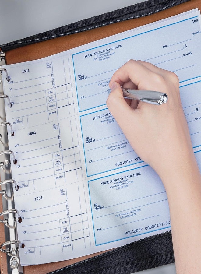 أنتنر حافظة شيكات أعمال من Antner بسحاب وسبع حلقات، تتسع لثلاثة شيكات بحجم الأعمال، مصنوعة من جلد PU، تتسع لـ 600 شيك، مناسبة لأوراق مقاس 9 × 13 بوصة، مزودة بمنظم تخزين مدمج، لون بني. - Image 4