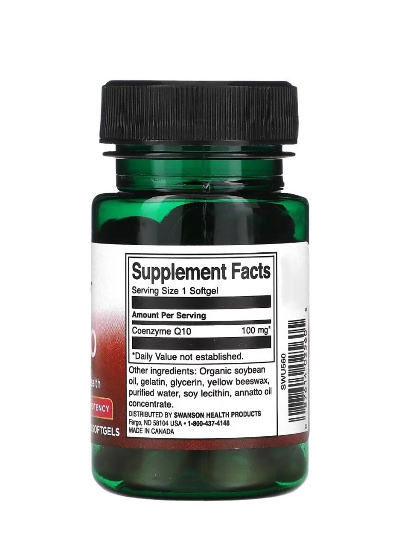 سوانسون CoQ10 عالي الفعالية 100 مجم 50 كبسولة هلامية - Image 2