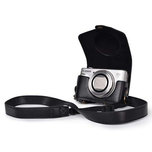 kinokoo Camera Case for Canon PowerShot SX720 HS/SX730/SX740 HS - PU Leather Protective Case with Detachable Shoulder Strap - Black - Image 1