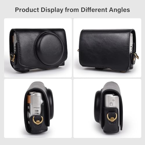 kinokoo Camera Case for Canon PowerShot SX720 HS/SX730/SX740 HS - PU Leather Protective Case with Detachable Shoulder Strap - Black - Image 3