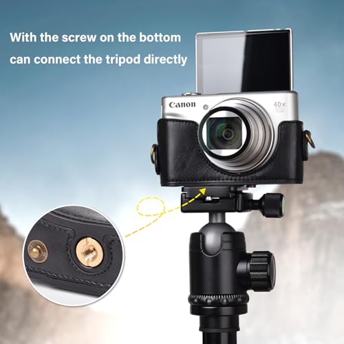 kinokoo Camera Case for Canon PowerShot SX720 HS/SX730/SX740 HS - PU Leather Protective Case with Detachable Shoulder Strap - Black - Image 5