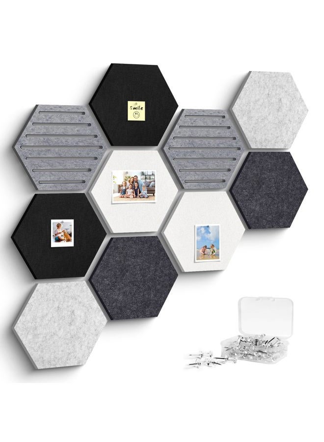 Kciplab Hexagon Cork Bulletin Board Tiles, 10 Pack Felt Board with Push Pins, Photo Display Board for Office & Home Classroom Wall Decor - Image 1