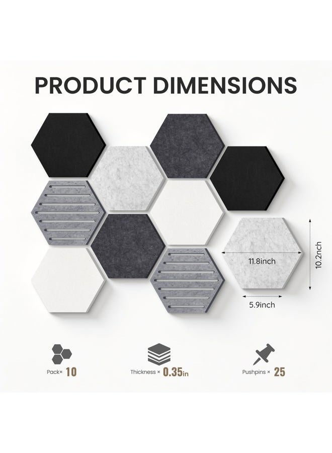 Kciplab Hexagon Cork Bulletin Board Tiles, 10 Pack Felt Board with Push Pins, Photo Display Board for Office & Home Classroom Wall Decor - Image 5
